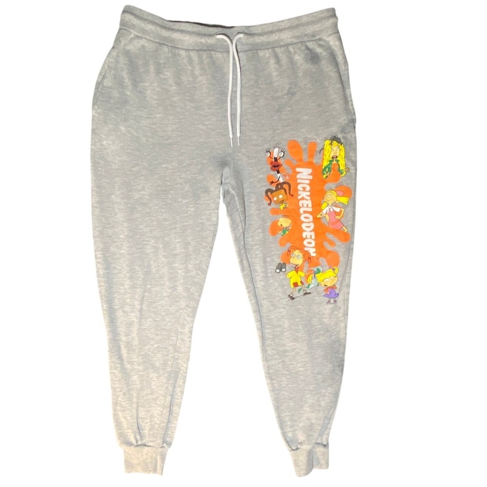 Nickelodeon Men's XL Gray Heather Graphic Joggers Rugrats Hey Arnold Sweatpants